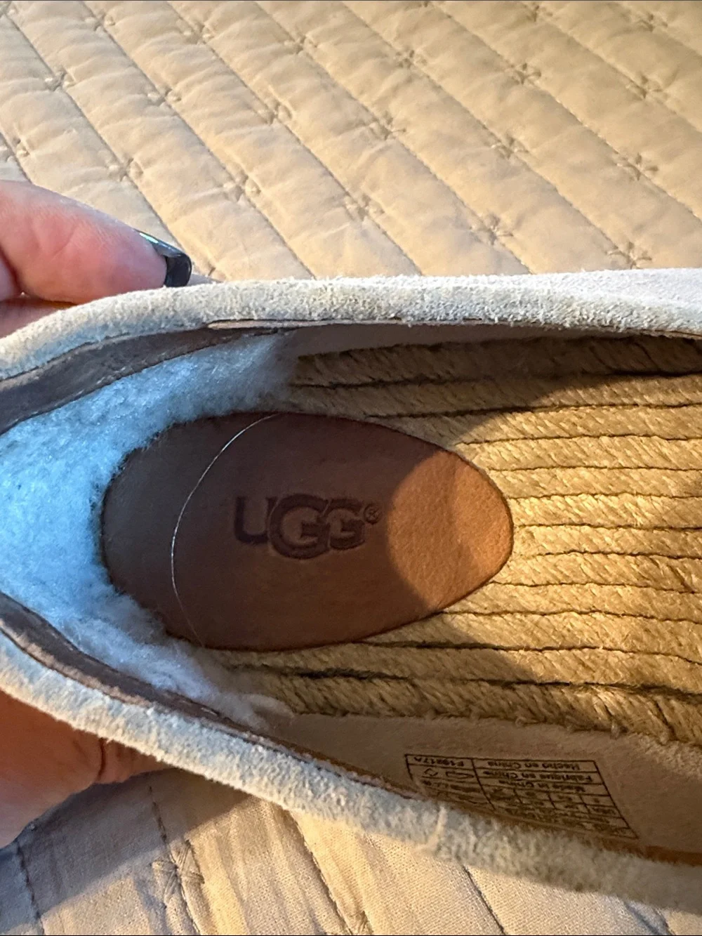UGG women's Slip-On Espadrille in Light Cream Suede